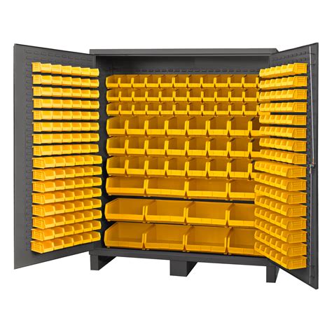 fs steel cabinet mfg|Durham MFG 14 Gauge Steel Bin Cabinet, 132 Yellow Bins.